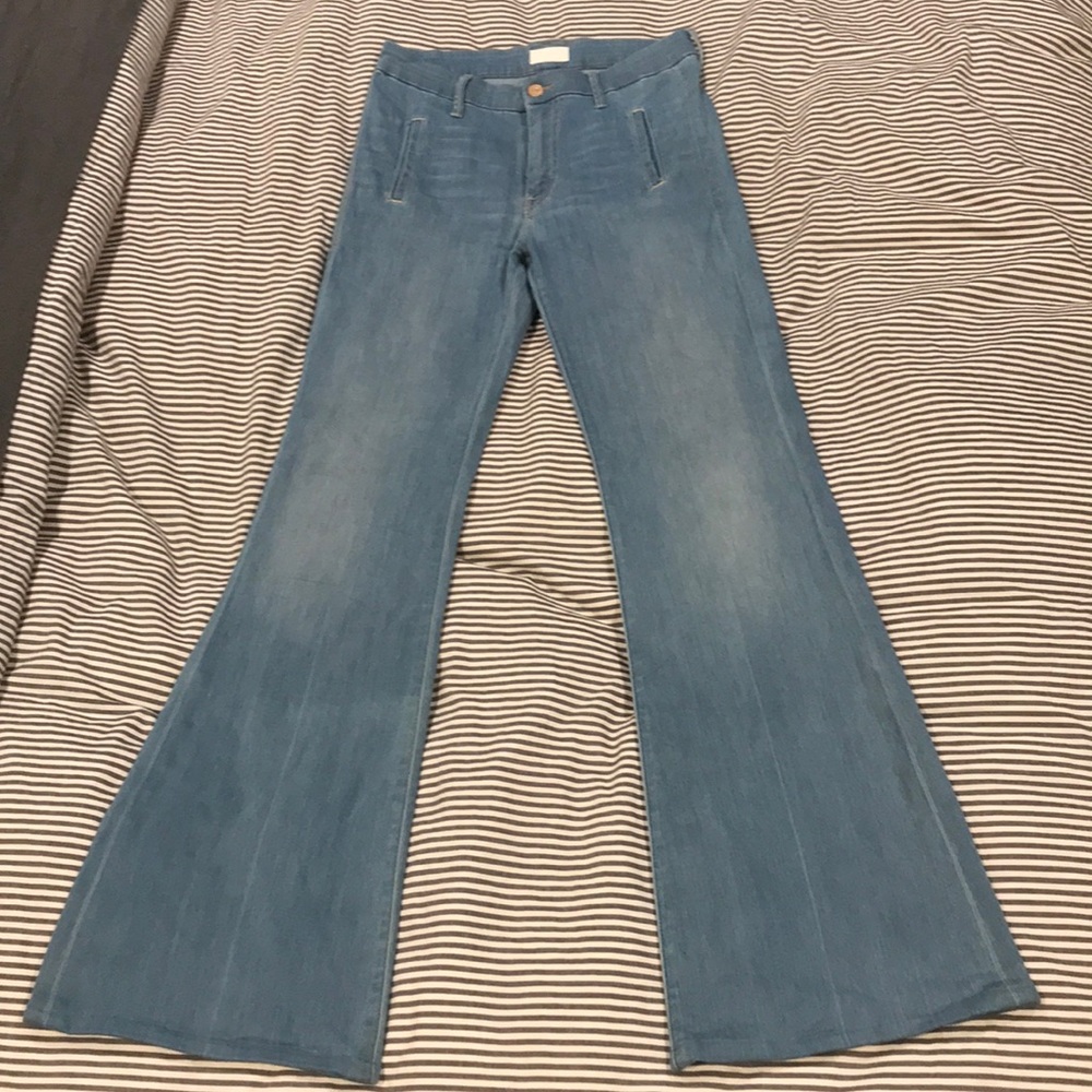 MOTHER flared jeans hemmed for 5’1-5’7 person